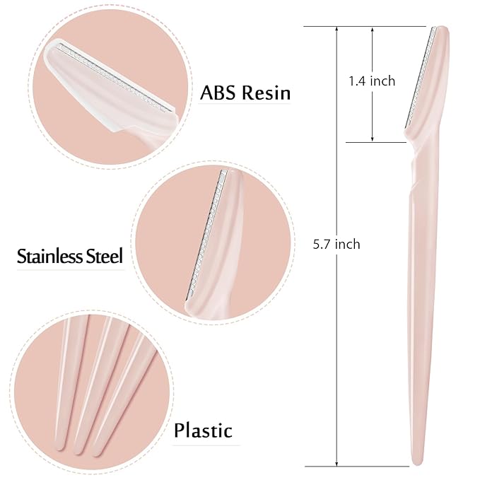 21 Pcs Eyebrow Razors, Face Razors Multipurpose, Exfoliating Dermaplaning Tools, Eyebrow Trimmers Shaver with Safety Cover, Facial Hair Removal for Women Men Body Use (Light pink)