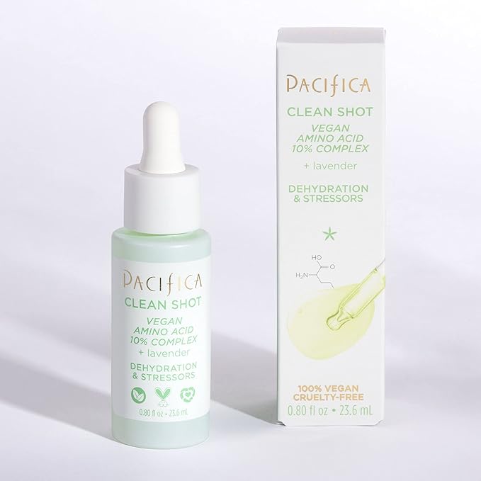 Face Serum by Pacifica - Clean Shot Vegan Amino Acid 10% Complex10% Solution l – Balancing Facial Serum for Oily & All Skin Types, Vegan & Cruelty-Free, 0.8 oz