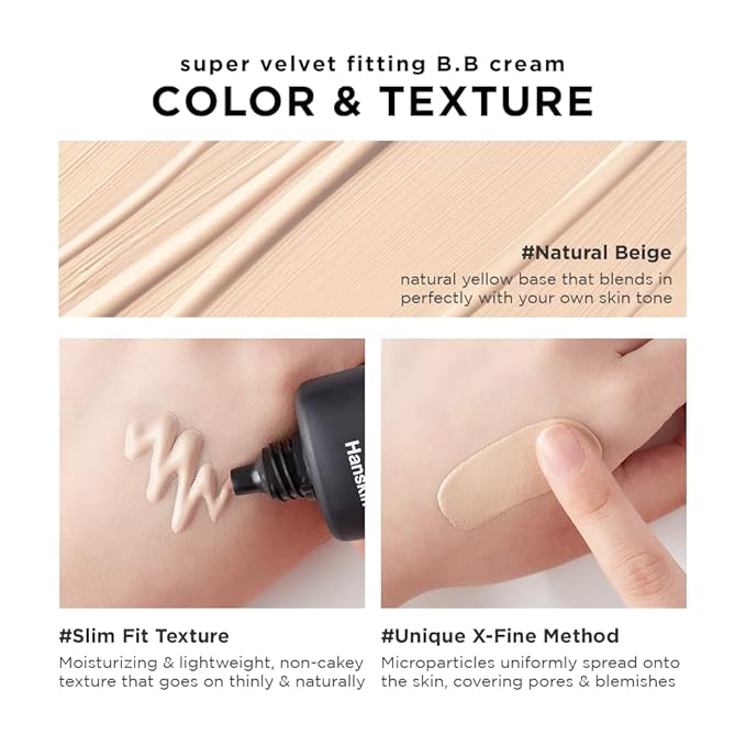 Hanskin Super Velvet Fitting BB Cream, Full Coverage (30 g)] 06 oz