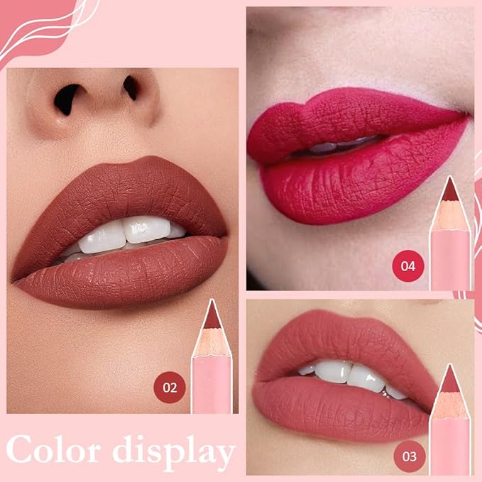 6 Pcs Natural Nude Brown Beige Colors Lip Liner Lipstick Pencils Set for Daily Makeup,Easy to Apply & Remove,Waterproof (02, pack of 6)