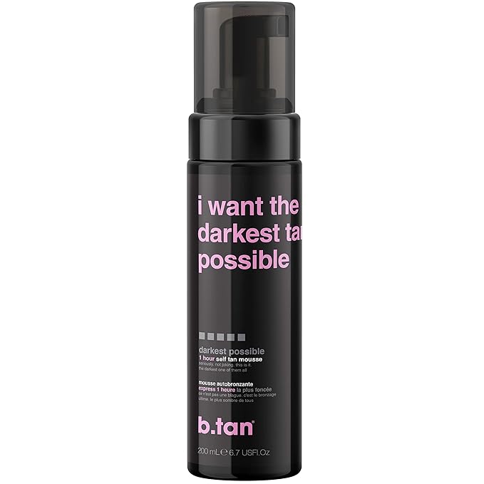 b.tan Ultra Dark Self Tanner Mousse | I Want The Darkest Tan Possible - Fast, 1 Hour Express Sunless Tanning Foam, Golden Bronzing Glow, Face & Body, No Fake Tan Smell, Vegan, Cruelty Free, 6.7 Fl Oz