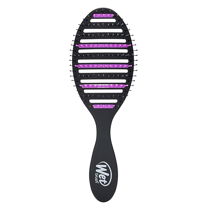 Wet Brush Refresh and Extend Speed Dry Black Detangling Hair Brush -Vented Design and Ultra Soft HeatFlex Bristles Are Blow Dry Safe -Removes Dirt Excess Oils and Impurities-Charcoal Infused Bristles