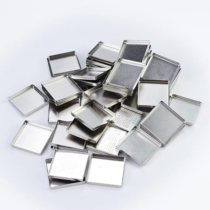 50 Pcs Empty Square Metal Pans, Makeup Palette