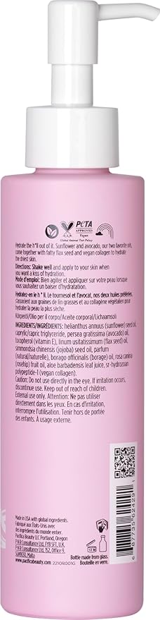 Pacifica Vegan Collagen Body Oil - Moisturizing, Hydrating Massage for Dry Skin, Soft & Radiant Glow, Jasmine Scent, 4 fl oz
