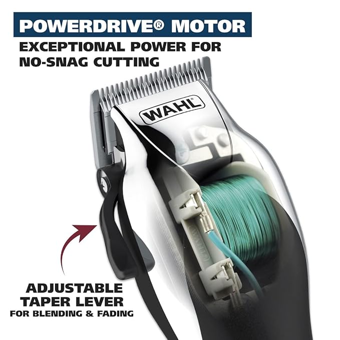 Wahl USA Chrome Pro Corded Clipper Complete Haircutting Kit for Men – Powerful Total Hair Clipping, Beard Trimming, & Grooming - Model 3024635
