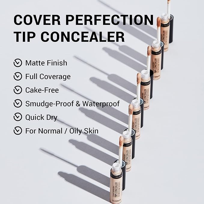THE SAEM Cover Perfection Tip Concealer, Liquid Multi-Use Middle Beige) 0.2 fl.oz