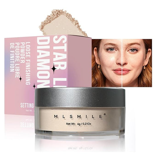 AKARY White Translucent Setting Powder, Shimmer Finishing Powder