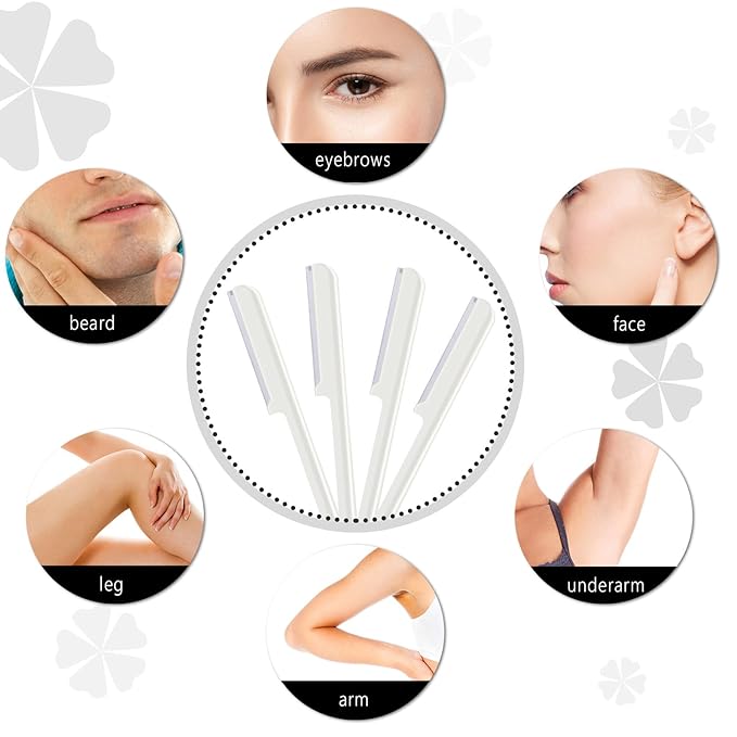 10 Pieces Women's Facial Razor Eyebrow Shaver Razor Brow Shaper Eyebrow Trimmer Dermaplaner Shaping Tool with Cover (White)