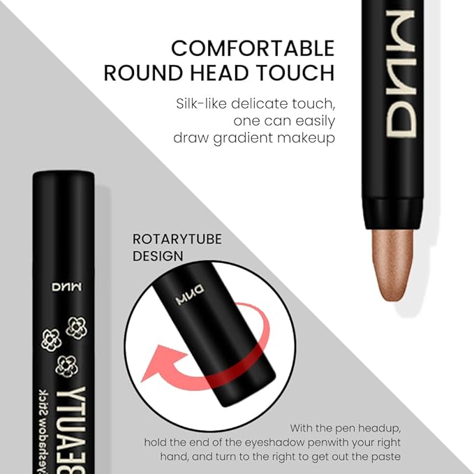 evpct Beige Gold Shimmer Cream Eye Shadow Brightener Sticks Set for Eyes, Gold Shimmery Matte Pencil Eye shadow Applicator Stick Pen Palette Makeup Waterproof sombras en crema para ojos 15#