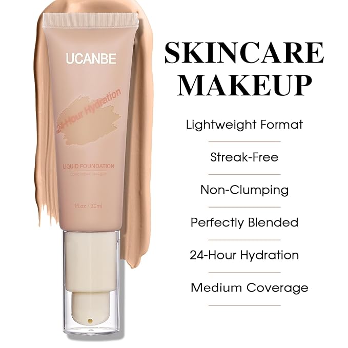 UCANBE Matte Liquid Foundation with Brush, Skincare Serum fl. oz.