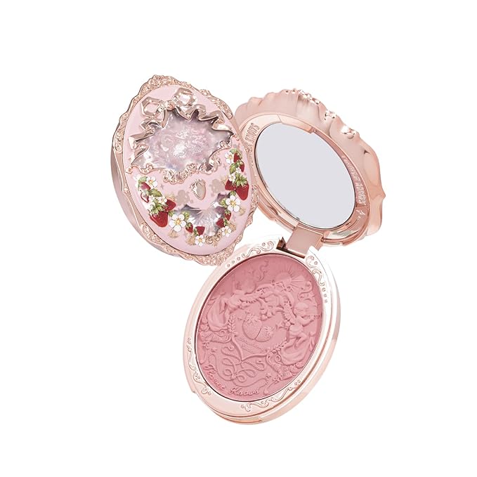 Flower Knows Strawberry Rococo Embossed Blush;Pink Matte Finish;Buildable & Blendable Powder Blush for cheeks,Natural Flush for All Skin Tones(03 Classic Ballet, 5g)