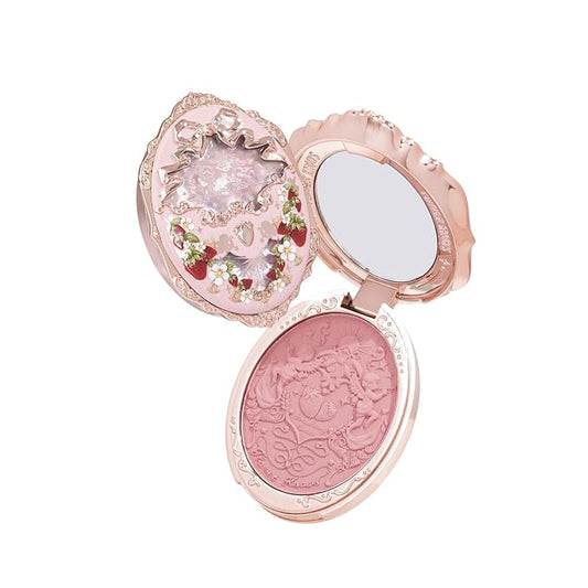 Flower Knows Strawberry Rococo Embossed Blush;Pink Matte Finish;Buildable & Blendable Powder Blush for cheeks,Natural Flush for All Skin Tones(03 Classic Ballet, 5g)