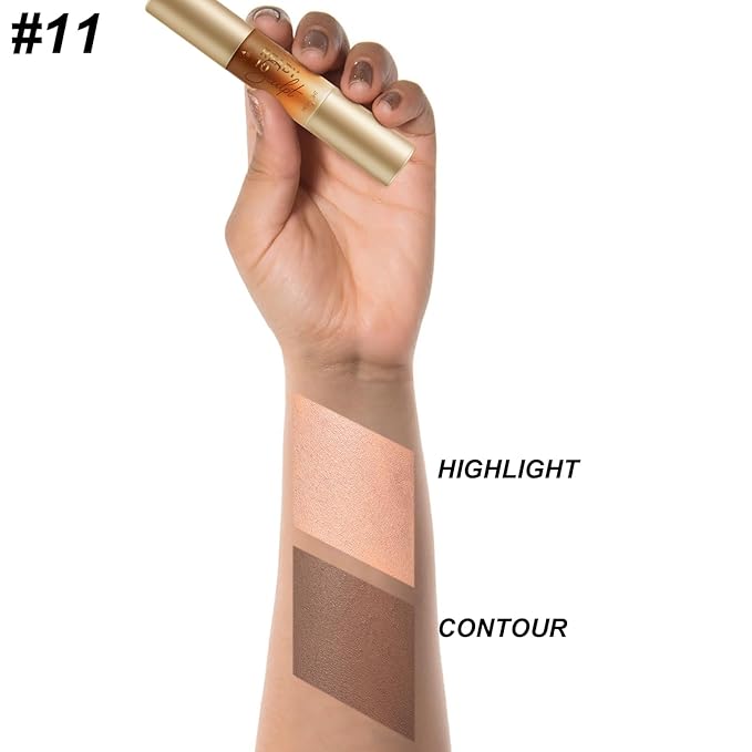 FOCALLURE 2 in 1 Cream Bronzer and Highlighter Pen,SILKY CHOCOLATE