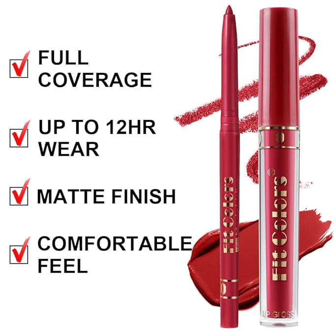 6 Colors Liquid Lipstick + Lip Liner Pen