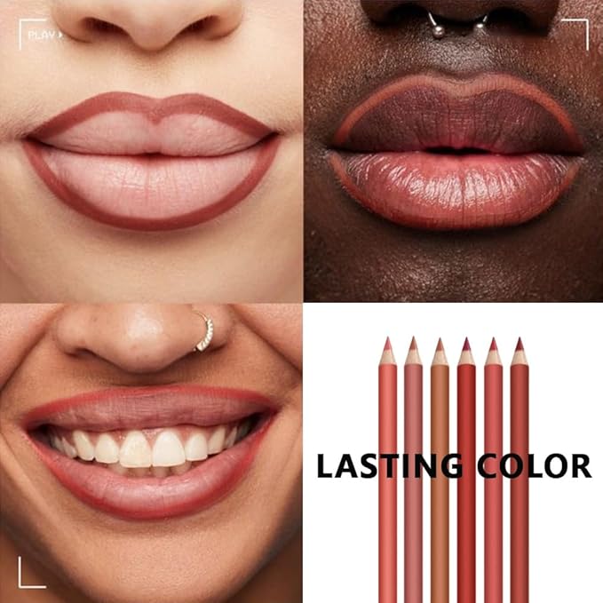 6-Color Velvet Matte Lipstick Pencils Pack for Lips Makeup, Ultra Smooth Creamy Hydrating, Long-Lasting High lmpact Color Soft Finish, Moisturized Lips (6Pcs Matte Lip pencils Set-D, Pack of 1)