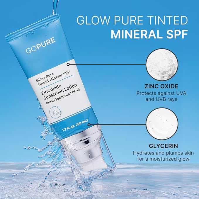 goPure Glow Pure Tinted Mineral SPF 40 PA +++ | Dermatologist-tested Face Sunscreen | Tinted Moisturizer with SPF | Protected Glowing Skin | No artificial fragrance, Reef-Friendly & Natural Sunscreen