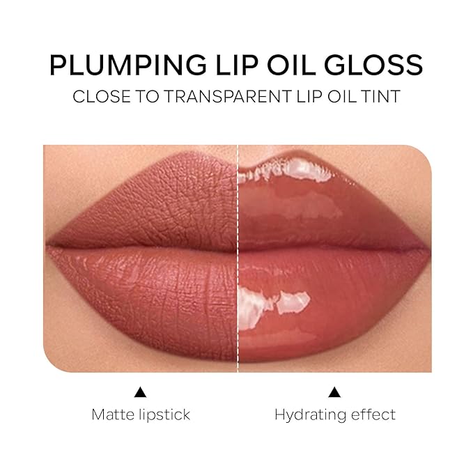 Hydrating Lip Glow Oil, Plumping Moisturizing Lip Oil Gloss, Smooth Lip Lines Plump Lip,Transparent Plumping Clear Glossy Tinted Balm Care 0.2Fl oz #Cherry