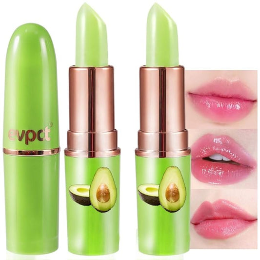 evpct 2Pcs Avocado Tinted Lip Balms PH Lip Color Changing Lipstick Balm Stain Gift Set Queen for Women Girls Korean Mood Long Lasting Color Change Light Pink Lipstick Lip Tint Plumper Gloss 10#