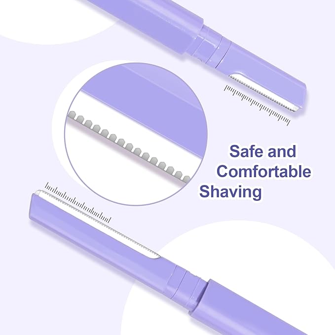 Dermaplane Razor for Women Face & Eyebrow - Dermaplaning Tool for Peach Fuzz Facial Hair Removal,High Precision Blade for Smooth Skin (Purple, 6 Count)