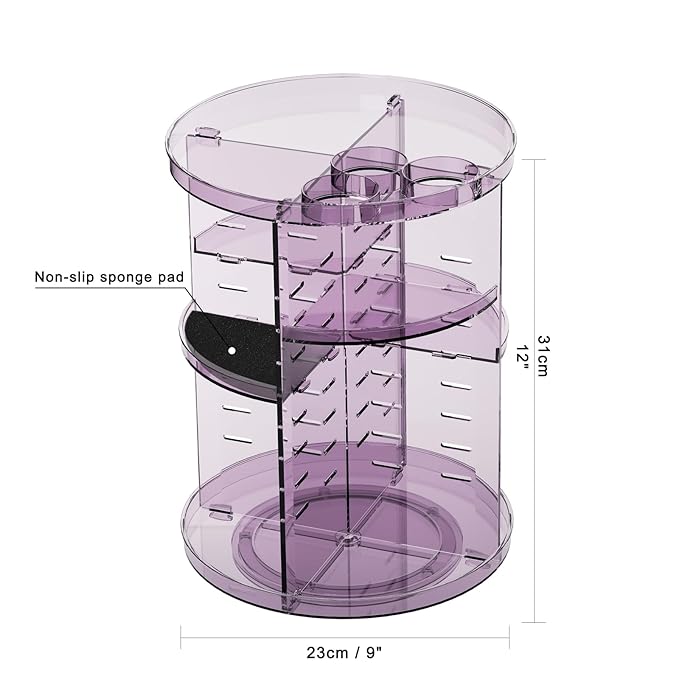 Rotating makeup organizer for vanity,