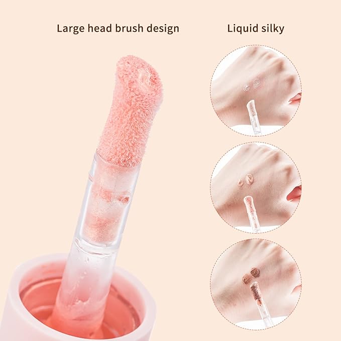 Highlighter with Face Brush Liquid Highlighter with Shimmer