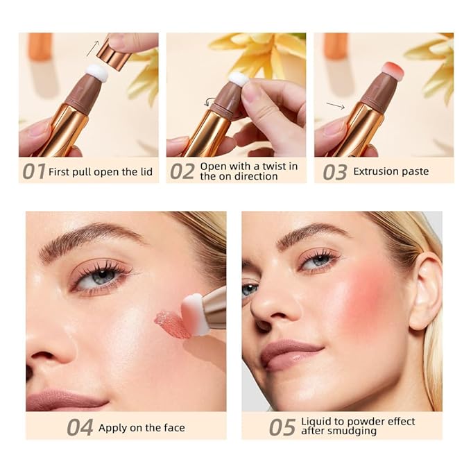 2 in 1 Multifunctional Makeup Pen, Contour Blush Highlighter, Pearl Fine Shine, Matte Natural Brighten Face Makeup (4, 1)