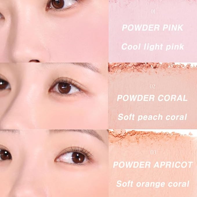 BBIA Ready To Wear Powder Cheek Blush 3 Color – Buildable & Blendable Soft Blush for Cheeks, Matte & Shimmery Finish, Lightweight, Long-Lasting, Vegan, Korea Face Makeup, 0.19oz (03 POWDER APRICOT)