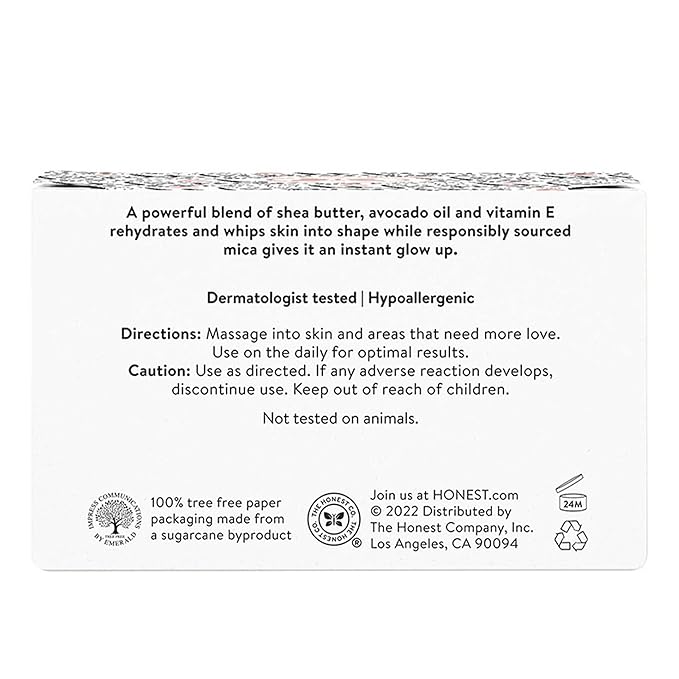 The Honest Company Honest Mama Glow On Body Cream | Hydrates, Firms, + Tightens Skin | Shea Butter, Avocado Oil, Vitamin E | 6 oz