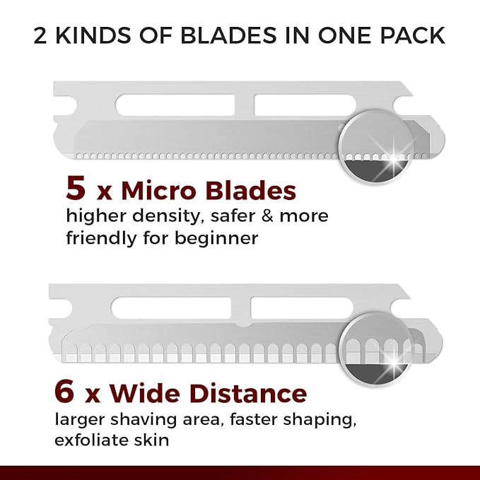 ZOMCHI Eyebrow Razor and Face Razor for Women and Men, Reusable Metal Handle with 11 Refill Blades, Dermaplane Razor with Protective Silicone Cap, Eyebrow Hair Trimmer - Polished Silver