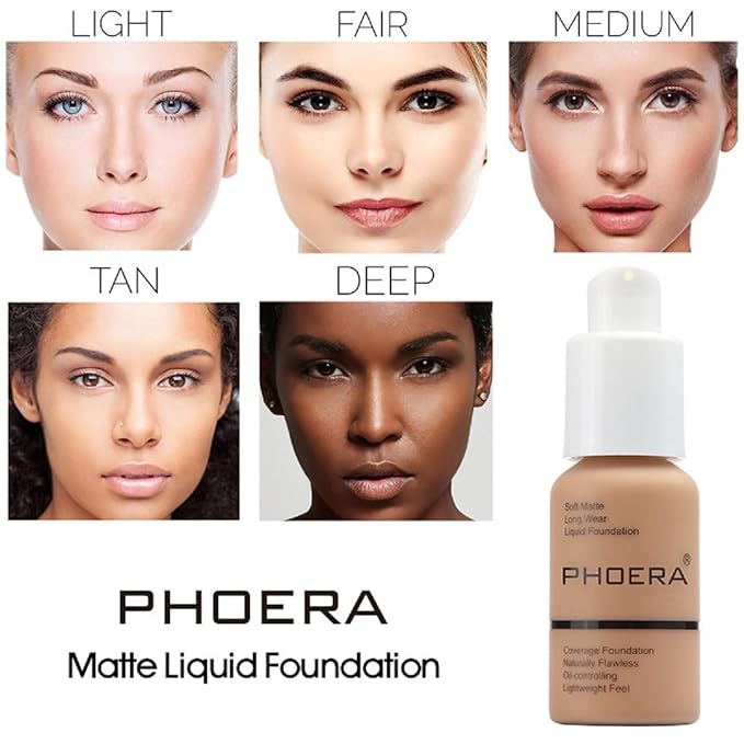 2 Pack PHOERA Foundation,Matte Oil Control Concealer Foundation