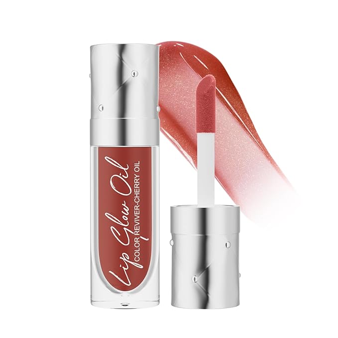 Hydrating Lip Glow Oil Long-Lasting Nourishing Lip Gloss Moisturizing Non-Sticky Plumping Lip Stain Tinted Cherry Oil Lip Care (Ruby Red)