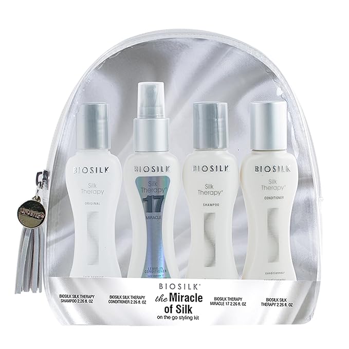 Biosilk The Miracle of Silk Kit, Includes Silk Therapy Shampoo, Conditioner, Original Leave-In Treatment, Miracle 17 Leave-In Treatment, 2.26 Oz Each