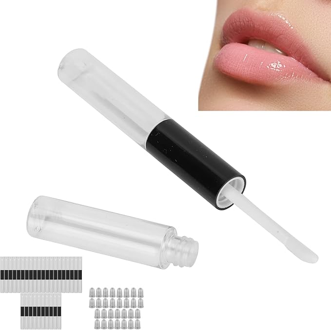 30pcs 5ml Empty Lip Gloss Tubes, Double Ended Refillable Lip Balm Gloss Containers Bottles with Rubber Inserts for Women Girls DIY Makeup