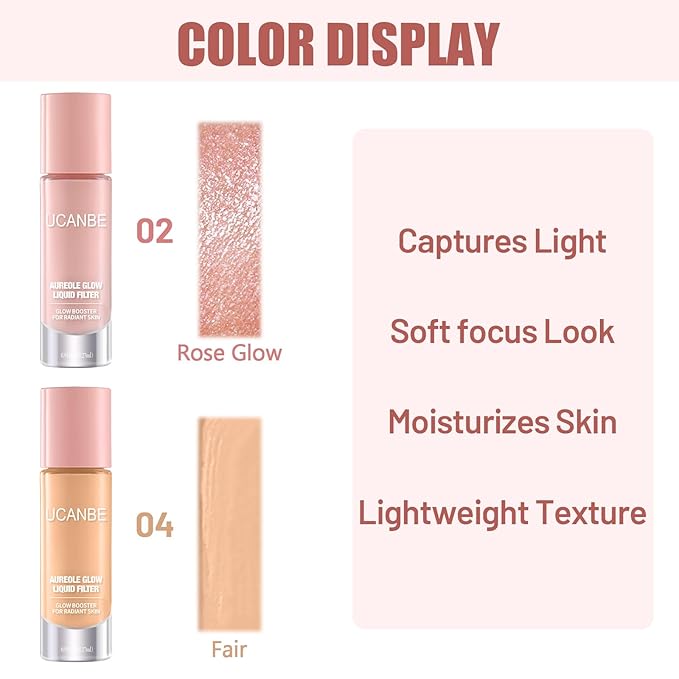 UCANBE 2PCS Halo Glow Liquid Filter, Rose Glow 0.91OZ