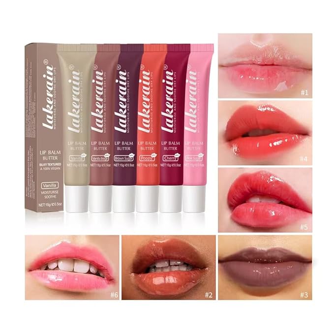 3 Colors Lip Butter Balm Set，Vanilla Sugar)