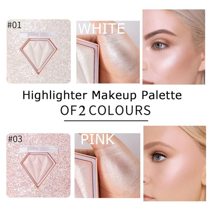 White Highlighter Makeup Palette, Face Highlighter Palette Glitter Maquillaje (01)