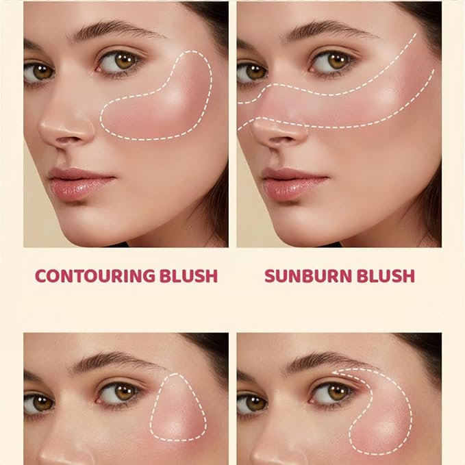 Shiny Blush 12 Color Cream High-Pigmented Buildable Face Blush Long-Lasting Natural Look Face Blush for Cheeks (Color 02)