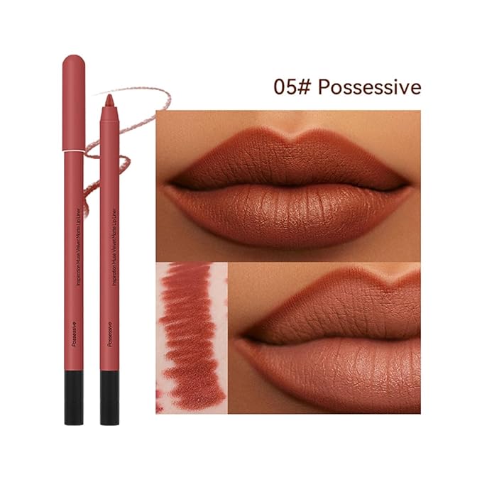 KISSIO Lip Liner,Creamy Lip Pencil,Long Lasting Lip Liner with Sharpener,Matte Finish,Smooth and Soft,Non-Dry,Easy to Use,Cruelty free,0.02 oz,05 Possessive