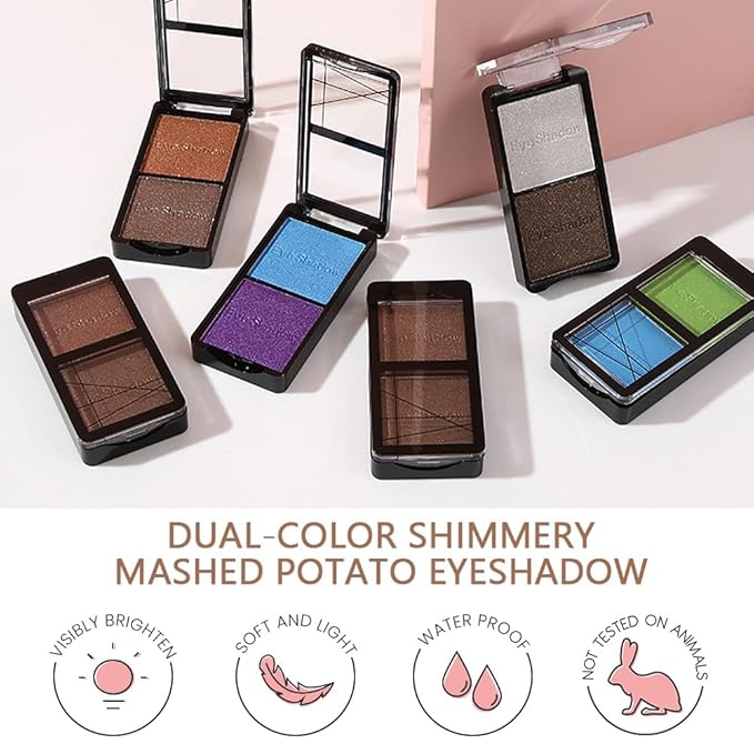 Double color eye shadow, Eyeshadows Creamy, high pigment eye makeup palette, matte shimmer metal eye shadow powder, Blendable, Ultra-Pigmented, Easy to Apply, Matte & Shimmer, (06)