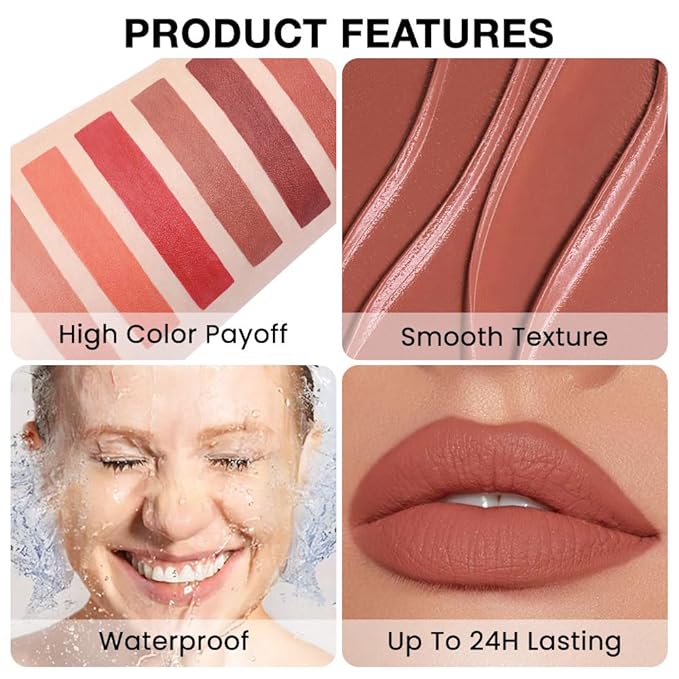 evpct Silky Smooth Lip Liner Pencil Retractable, Dark Orange Lip Liner Creamy Long-Lasting Formula for Precision Contouring Matte Velvet Pigmented Rich Lip Colors Crayon Lipstick 01