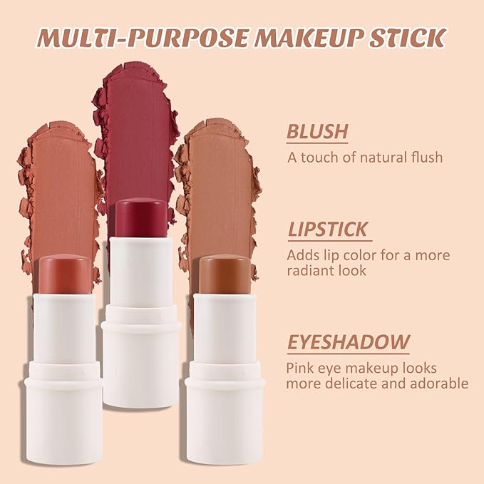 Boobeen Cream Blush stick, Multi Face Blush for and Lightweight