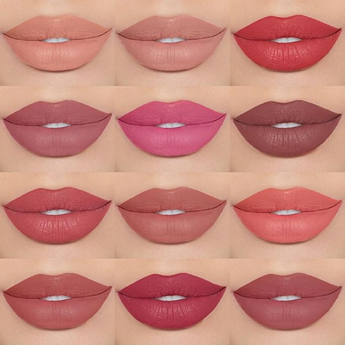 12 Pcs Natural Nude Brown Beige Colors Lip Beige