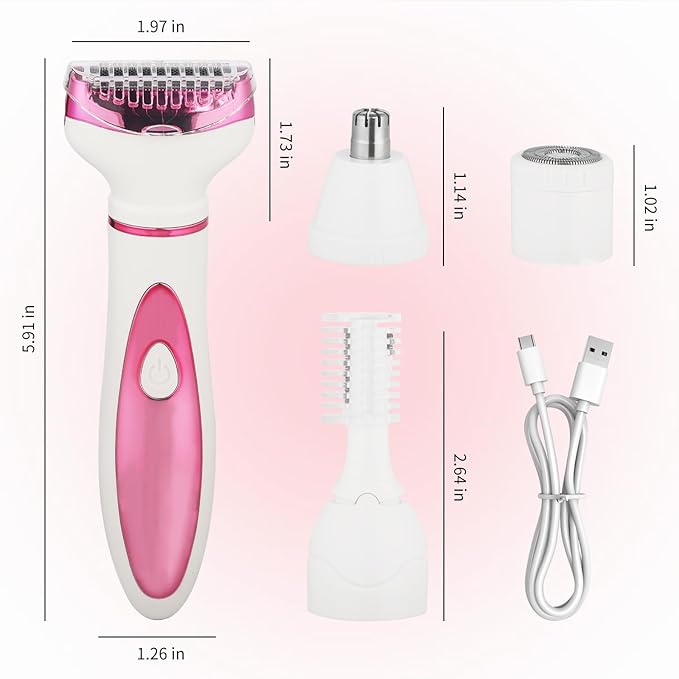 Led Display Electric Razorfor Women Men,4 in 1 Rechargeable Wet & Dry Electric Shaver and Facial Hair Remover,2025 Painless Ladies Body Razors for Nose Face Body Leg Bikini Arm Hair (Purple)