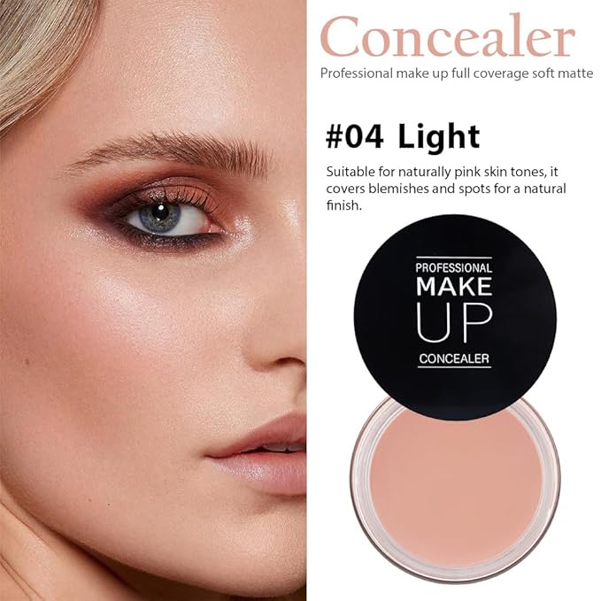 Pot Concealer with Makeup Brush Set,Tattoo Color Correcting ojeras (04-LIGHT)