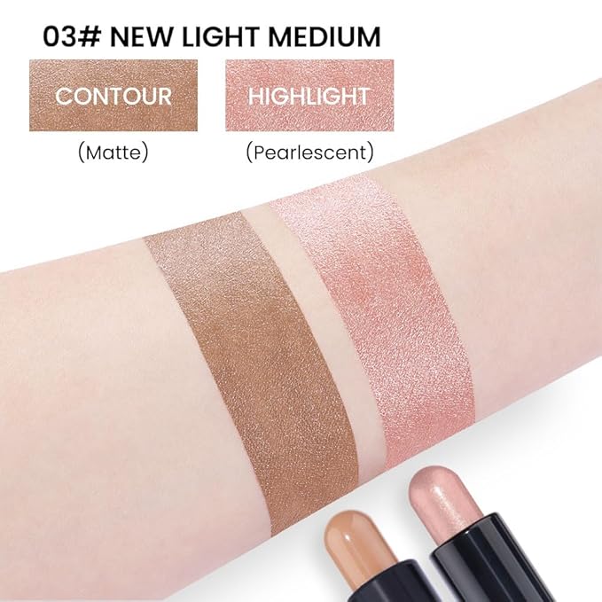 Kaely 2in1 Cream Bronzer Highlighter Stick,Face Shaping Contouring Shades Makeup,03