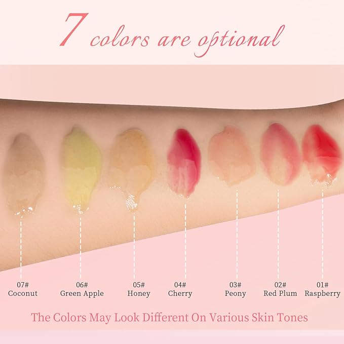 Plumping Lip Oil, Long Lasting Hydrating Lip Stain Lip Balm Revitalizing, Transparent and Tinting Lip Care Oil for Dry Lip (Red Plum)