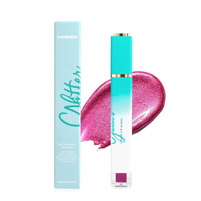 VANERIA Glitter Lip Gloss Shimmer,Matte Liquid Lipstick Rapid Drying,Long Lasting Highly Pigmented Color,Waterproof,Lipgloss Glitter Non-Sticky.Reflertor(4ml/0.14oz)
