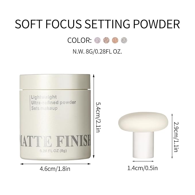 Erinde Pink Translucent Matte Setting Powder with Puff,