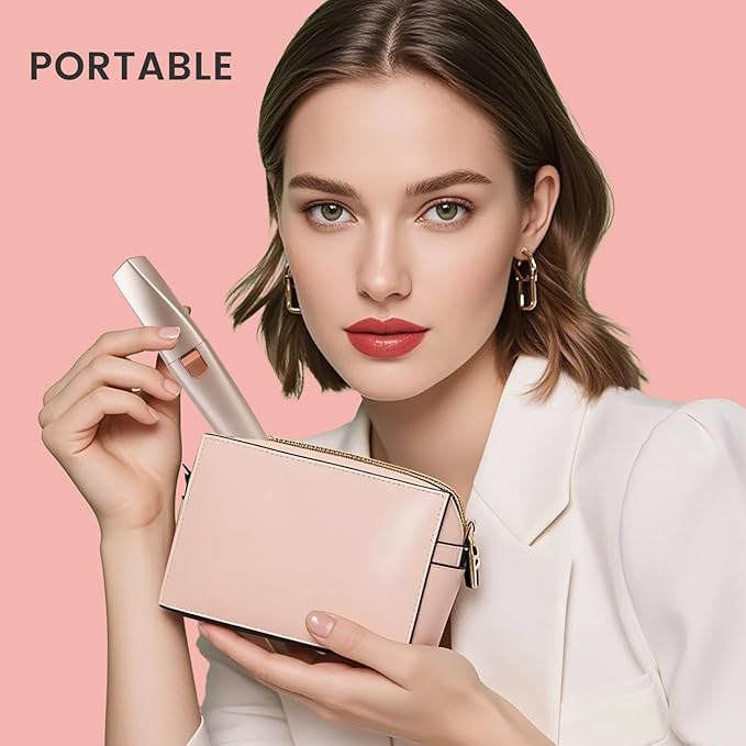 Hatteker Eyebrow Facial Trimmer, 2 in1 Rechargeable Hair Removal and Eyebrow Shaver - Face Lips Body Painless Razor with Built-in LED Light (Rose Gold)