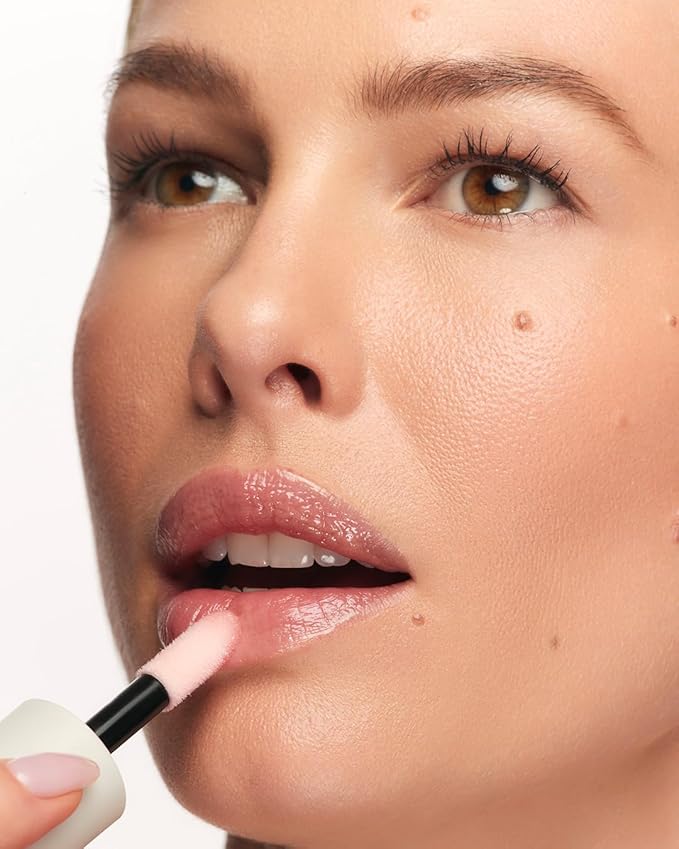 MAKE Beauty Serum Balm Hydrating Lip Oil. Vegan moisturizing lip gloss with plumping effect. Lip treatment cream for soft, smooth, shiny lips - Shade, Halo Moon